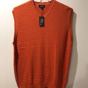 NWT Justin Harvey Men's Sweater Vest Rust Orange Size XL